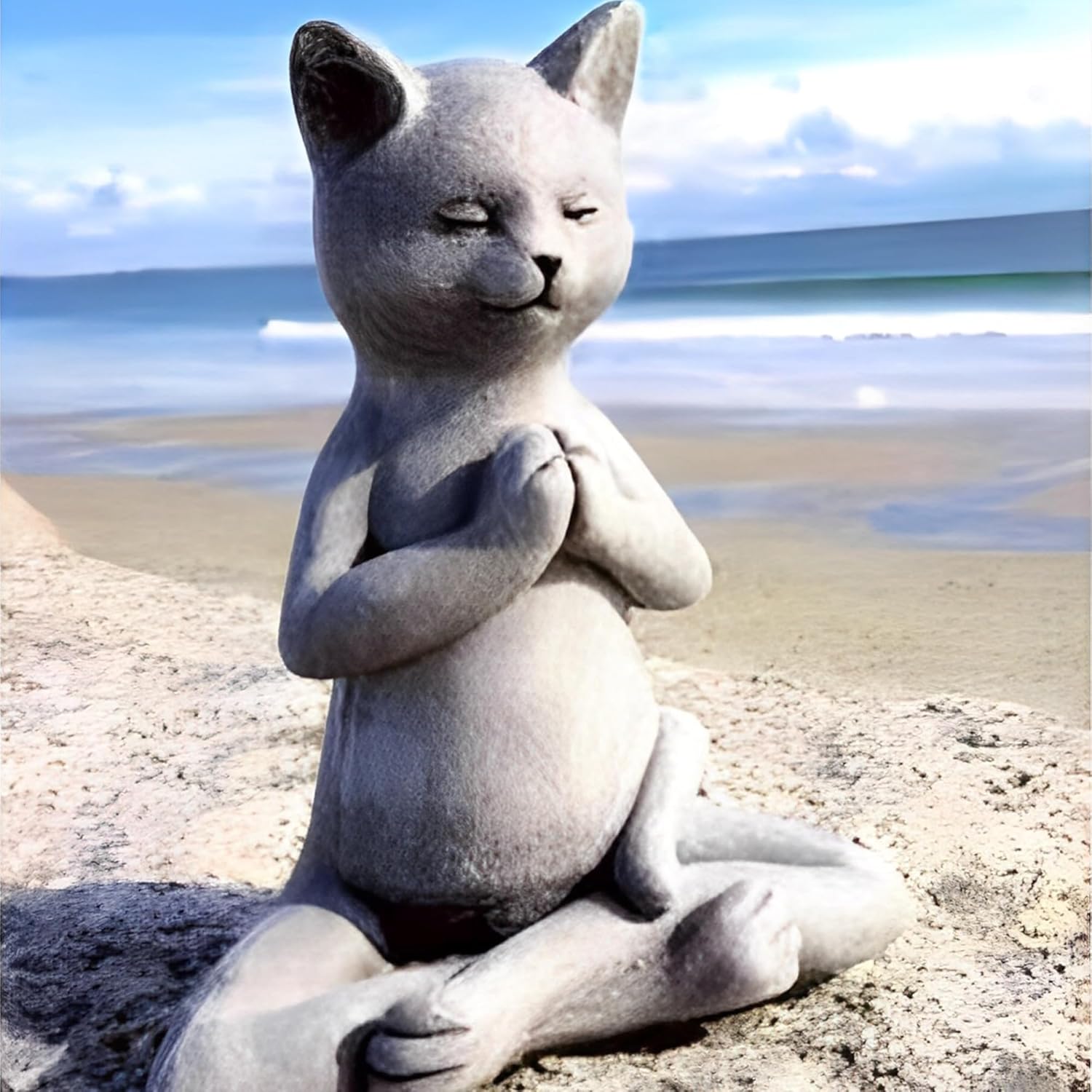 Posąg Buddy Buldoga, Figurka Kota, Joga, Medytacja Zen, Żywica, Dekoracja Ogrodowa do Wewnątrz/Na Zewnątrz