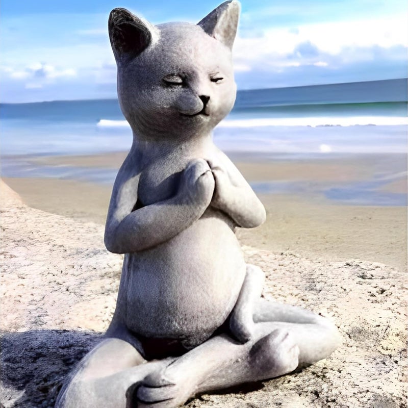 Posąg Buddy Buldoga, Figurka Kota, Joga, Medytacja Zen, Żywica, Dekoracja Ogrodowa do Wewnątrz/Na Zewnątrz
