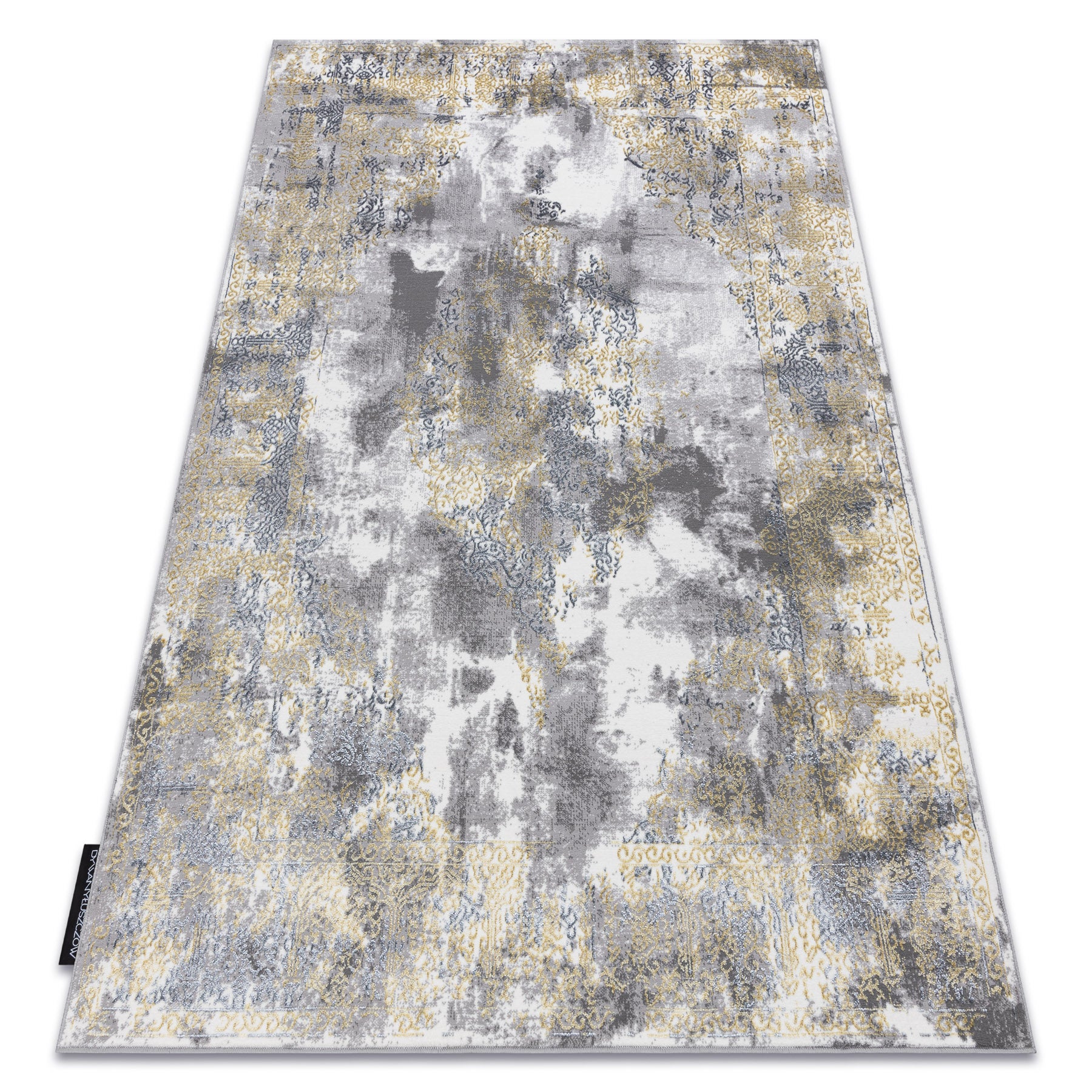Dywan DE LUXE nowoczesny 6754 Ornament vintage przecierany - Strukturalny krem / złoty 120x170 cm