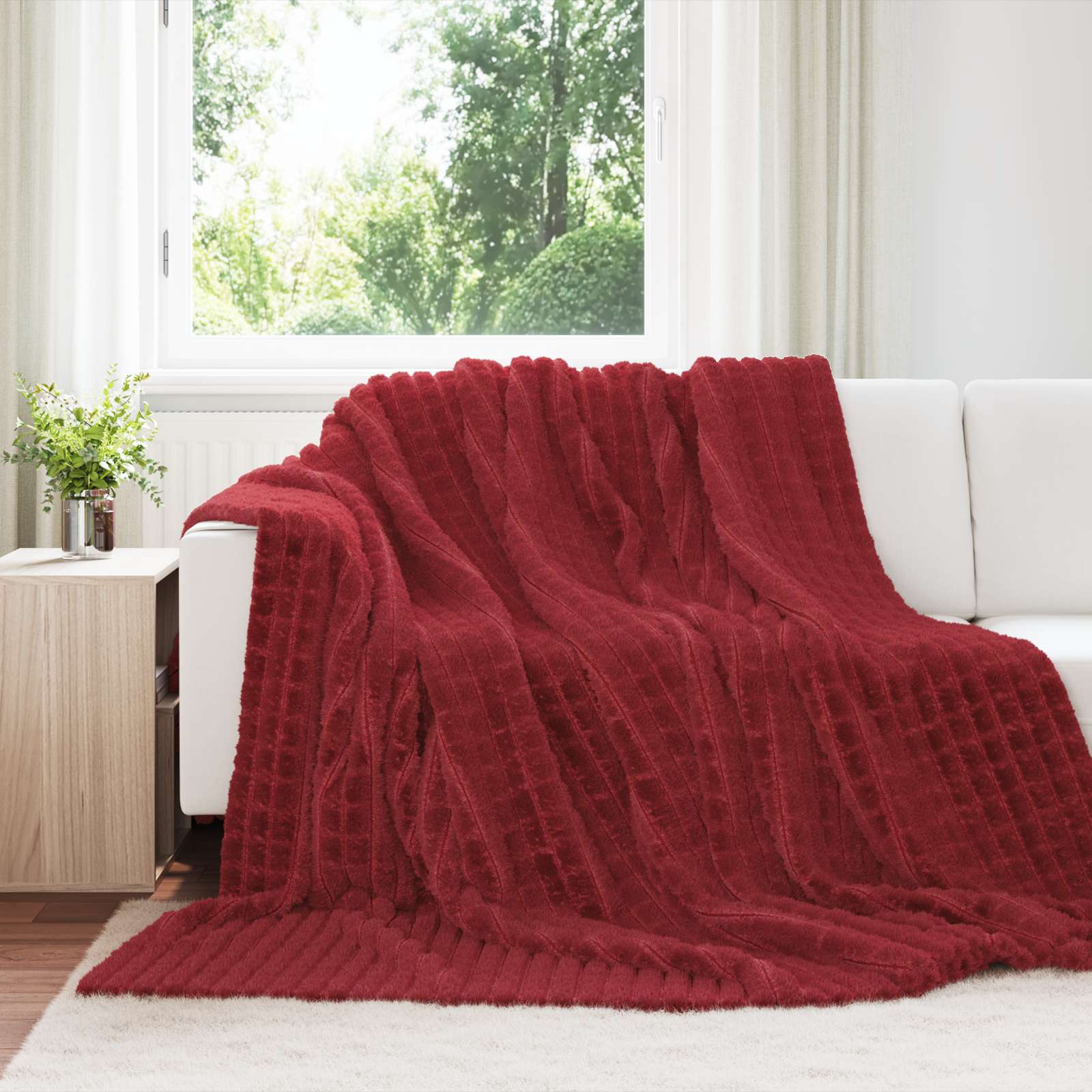 Koce narzutowe 6 pcs Bordeaux Czerwony 240 x 220 cm Polar vidaXL
