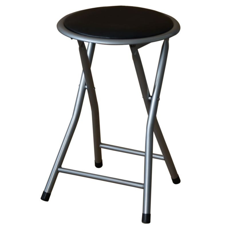 Stołek składany metalowy 30 cm srebrno-czarny PATIO