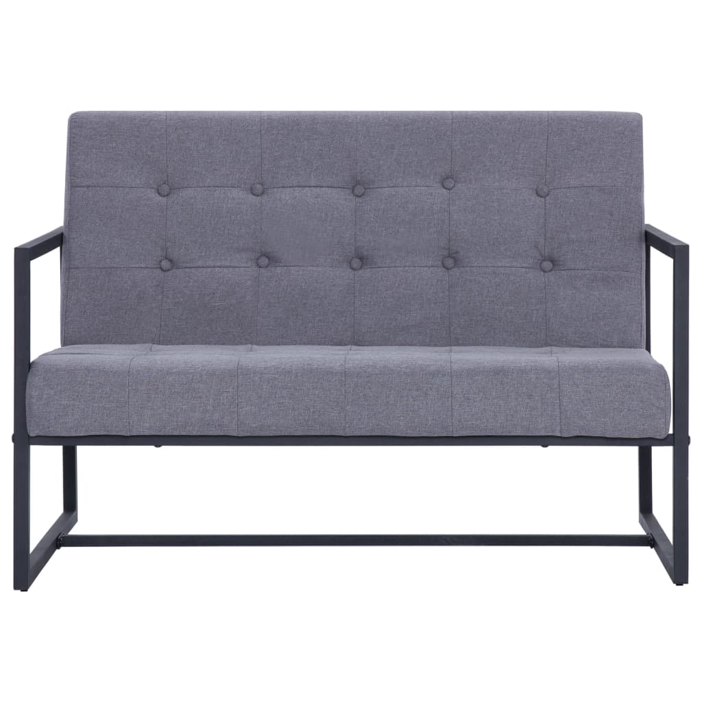 2-osobowa sofa z podłokietnikami, jasnoszara, stal i tkanina