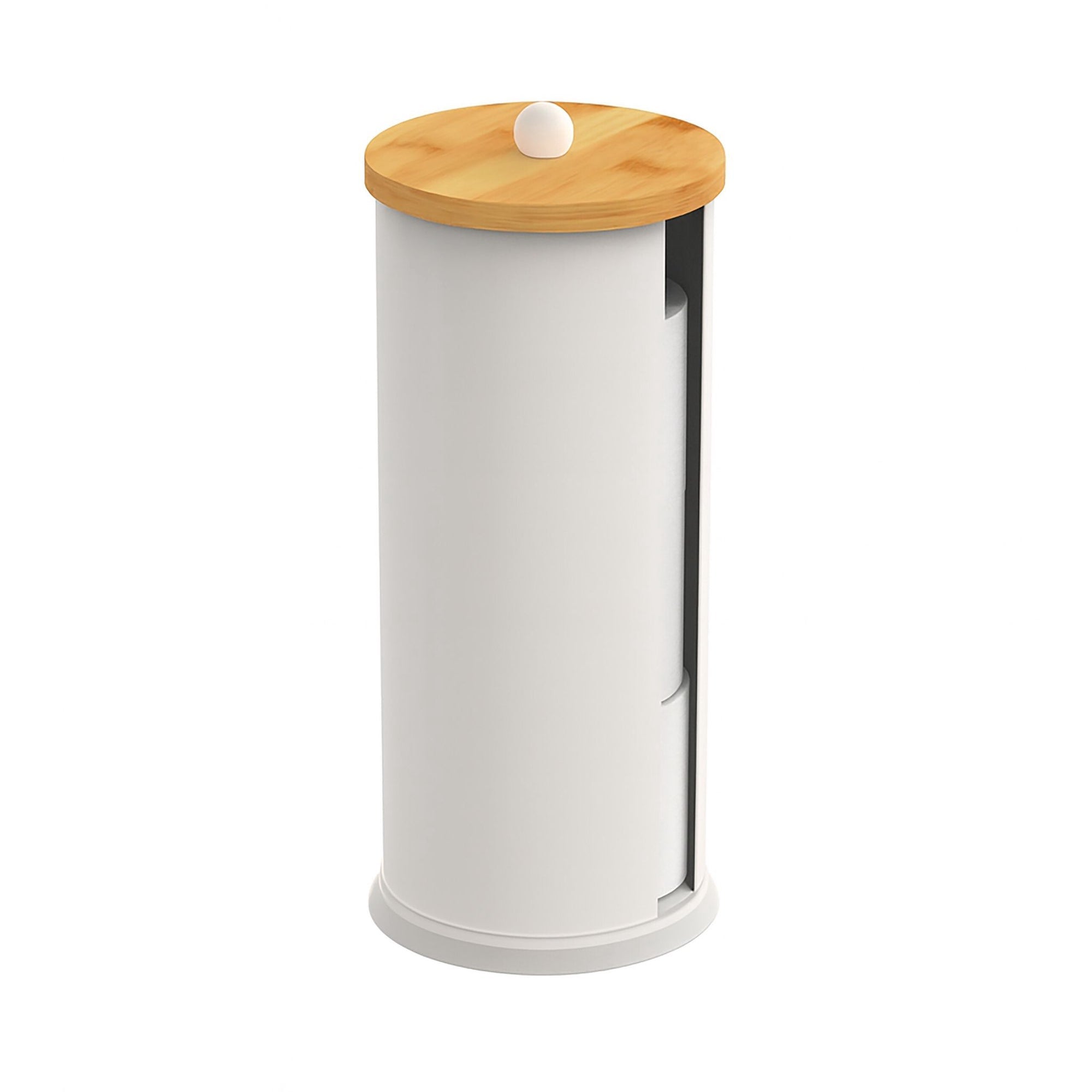 Uchwyt na papier toaletowy, metalowy, z pokrywką bambusową, mieści 3 rolki