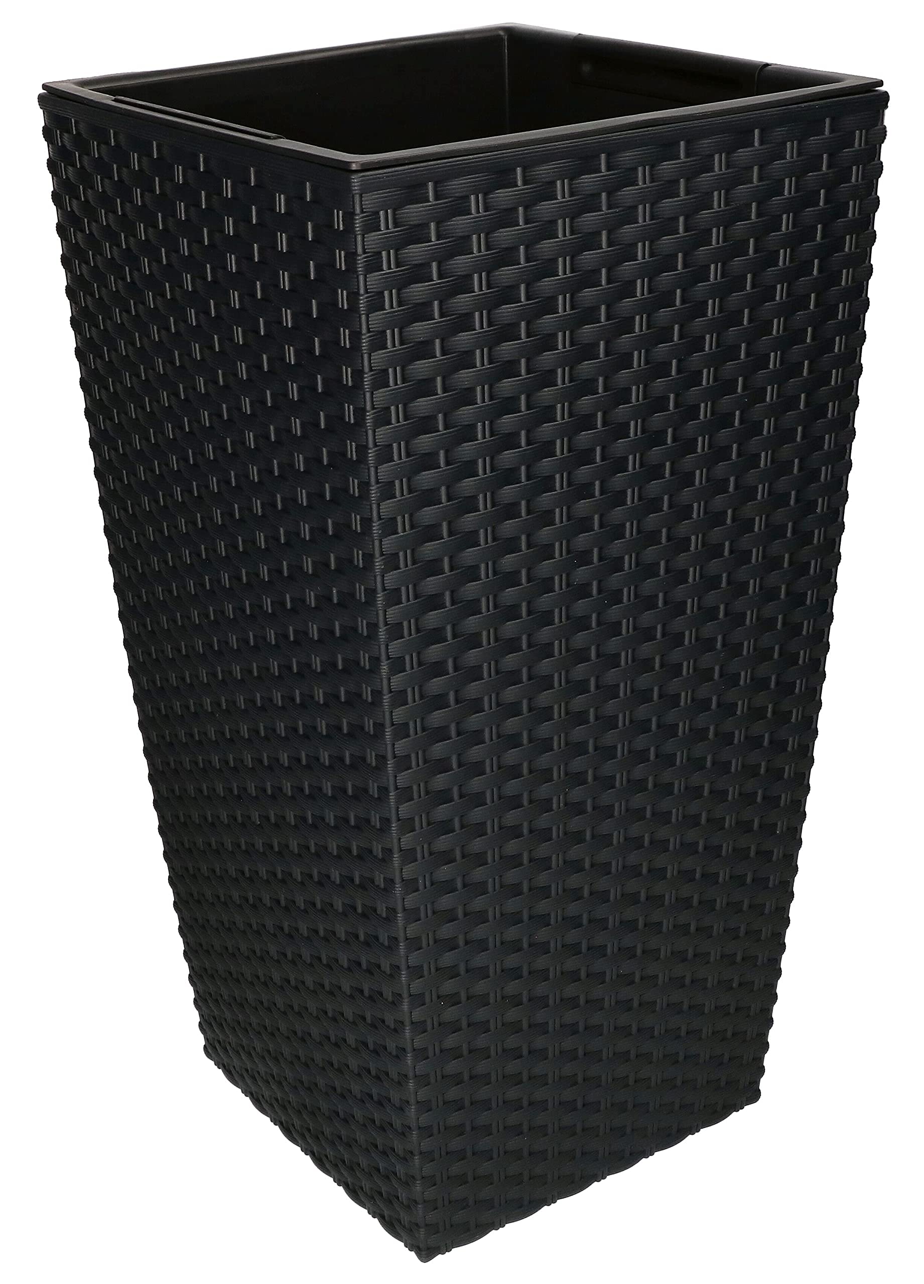 Donica ogrodowa balkonowa 450mm taras kwiaty doniczka rattan wkład antracyt - KOTARBAU