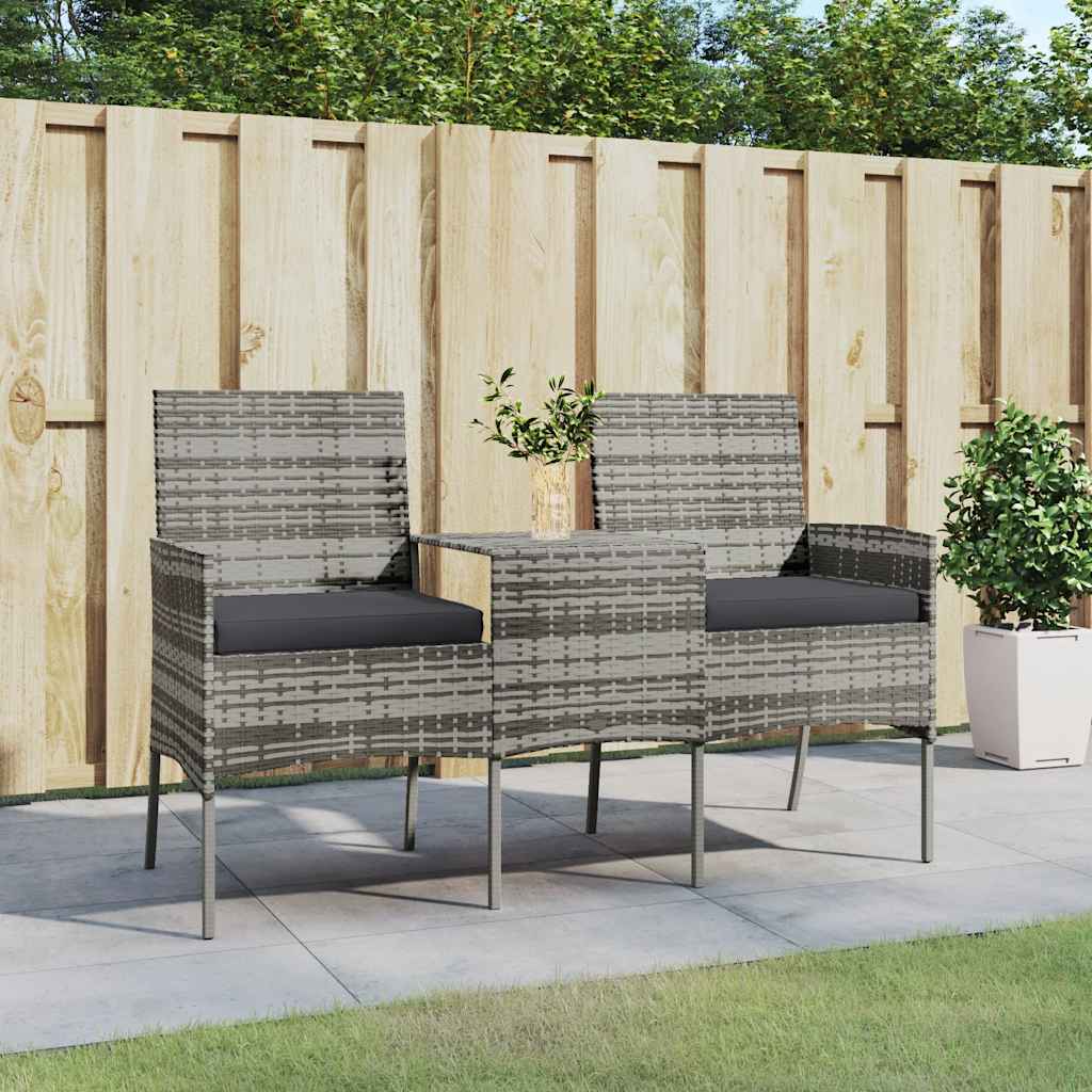 2-osobowa sofa ogrodowa ze stolikiem, polirattan, antracytowa vidaXL