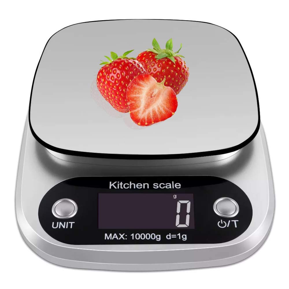 Elektroniczna waga kuchenna Domsique, wysoka precyzja 10 kg/1g, duży wyświetlacz LCD, do ciast/tart/herbatników, profesjonalna