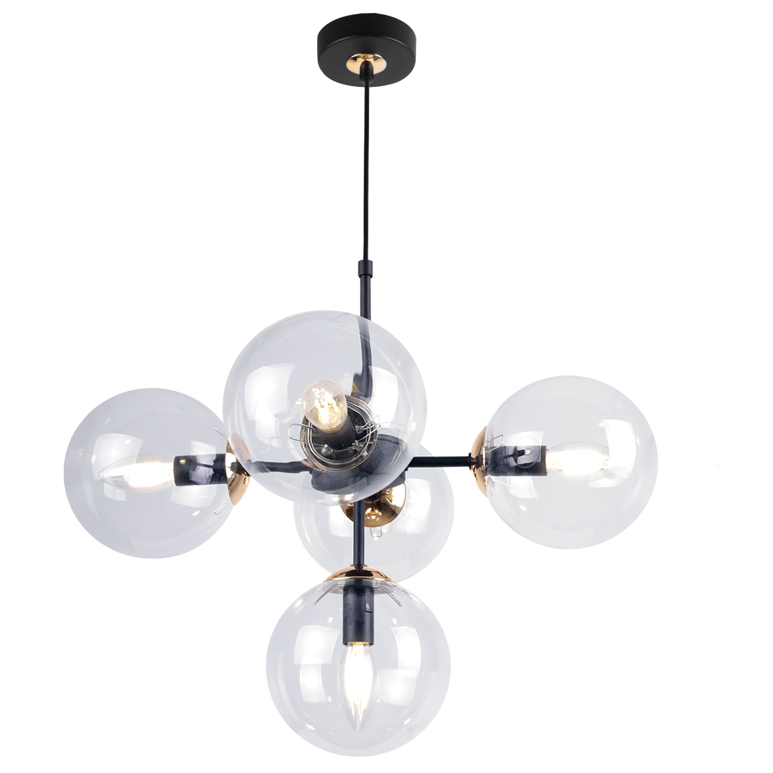 Lampa sufitowa wisząca Light Home LH Imperia 5x E14 60W transparentny/złoty
