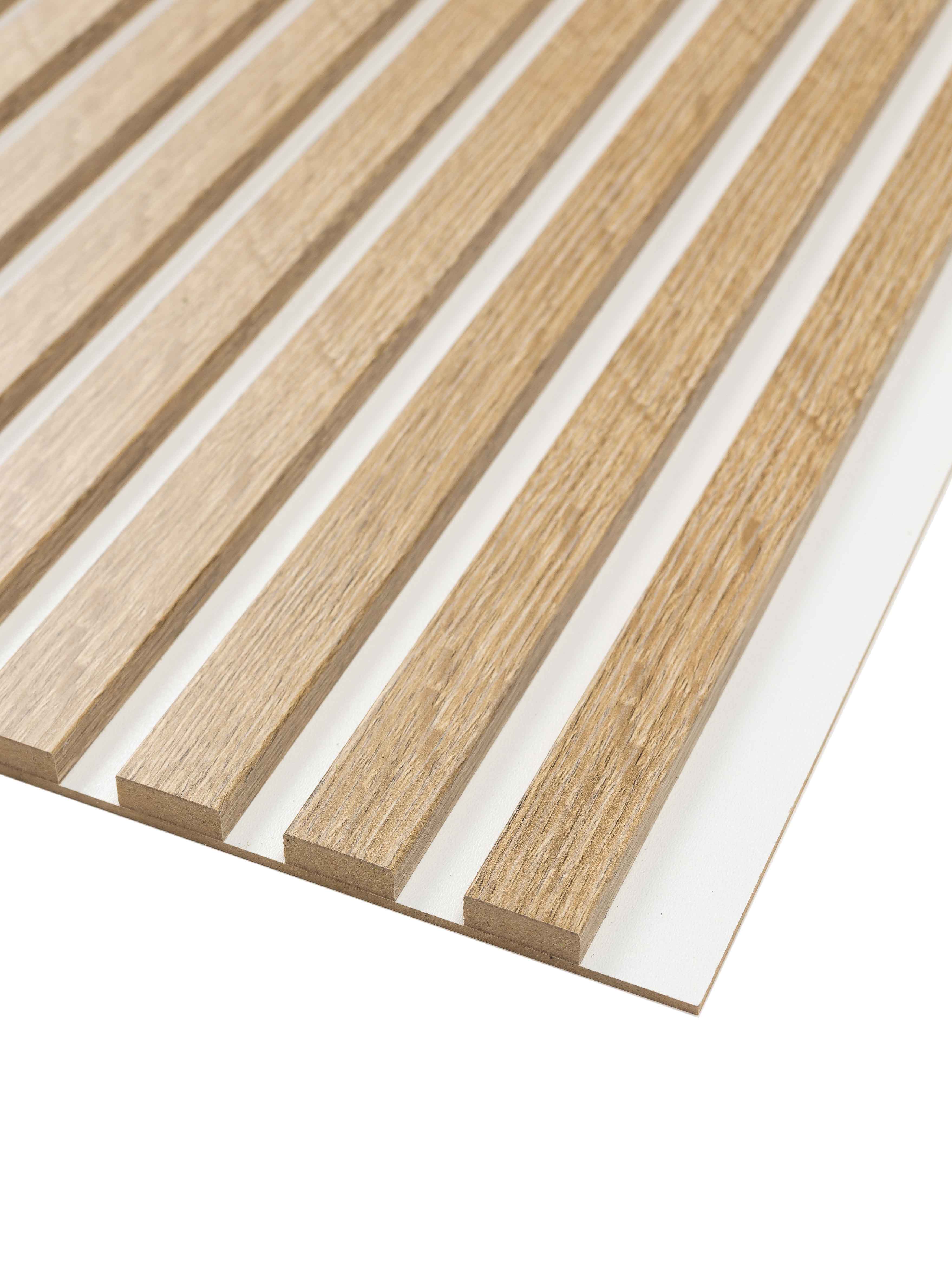 Lamele na Białym Filcu Ścienne Akustyczne SunWood Panel Dekoracyjny Dąb Cleveland 275x46 1 szt.