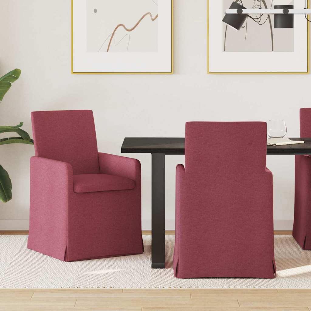 Krzesła jadalne 2 pcs czerwone wino 57 x 67 x 95 cm tkanina vidaXL
