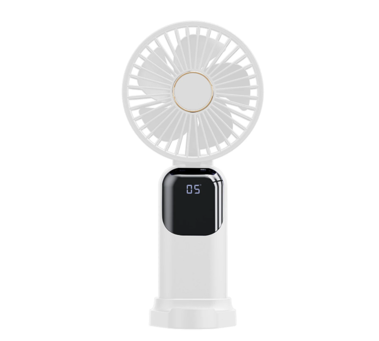 Mini wentylator przenośny, wentylator ładowany przez USB, mały wentylator ręczny 5 prędkości z podstawą, biały