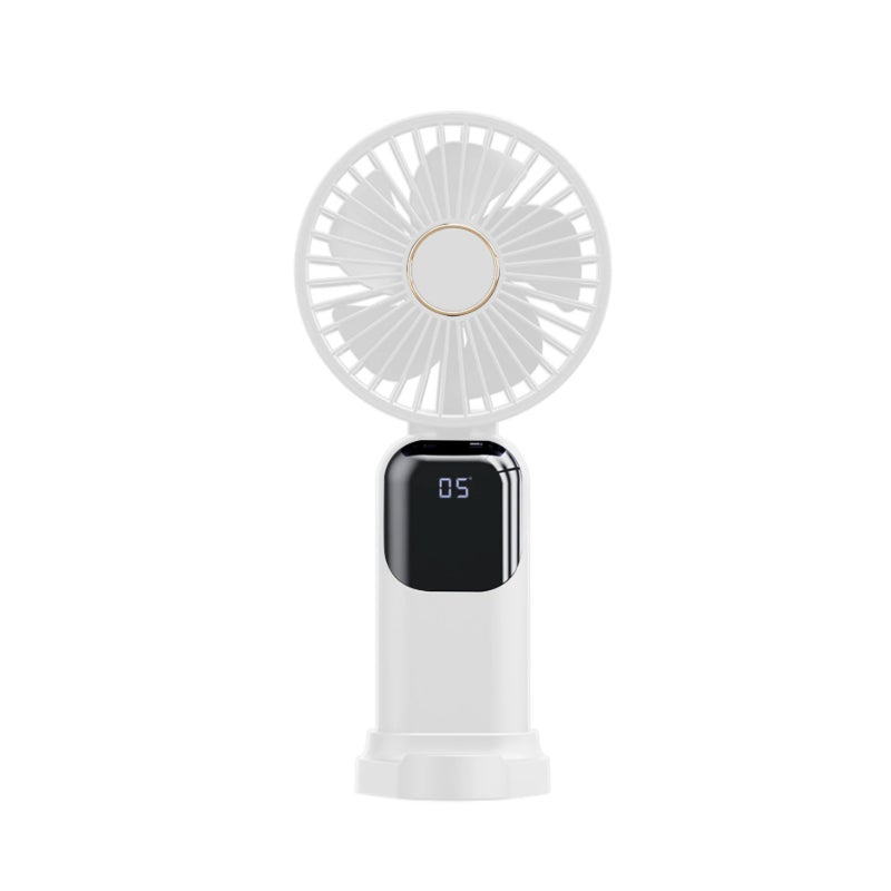Mini wentylator przenośny, wentylator ładowany przez USB, mały wentylator ręczny 5 prędkości z podstawą, biały