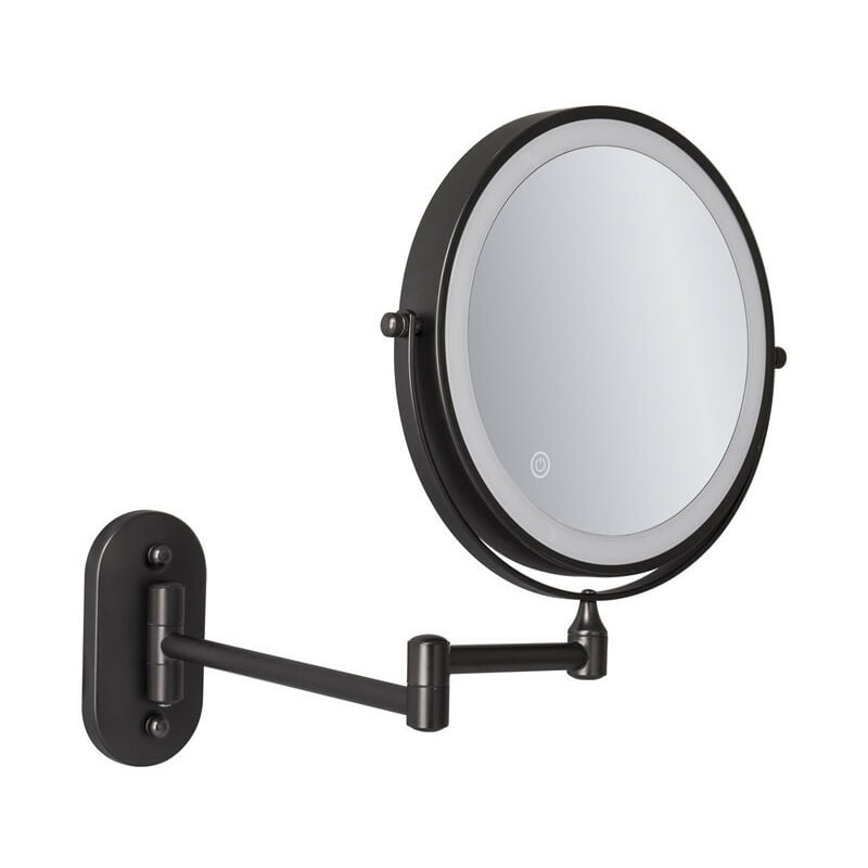 Lustro ścienne LED z powiększeniem 8'', ładowane przez USB z 1X/5X, czarne