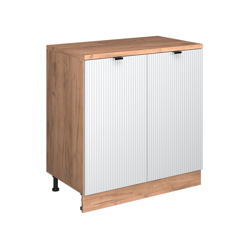 Vicco Szafka rozszerzająca Rion, Białe pofałdowanie/Dąb goldkraft, 80 x 46 cm bez skosu z 2 drzwiami