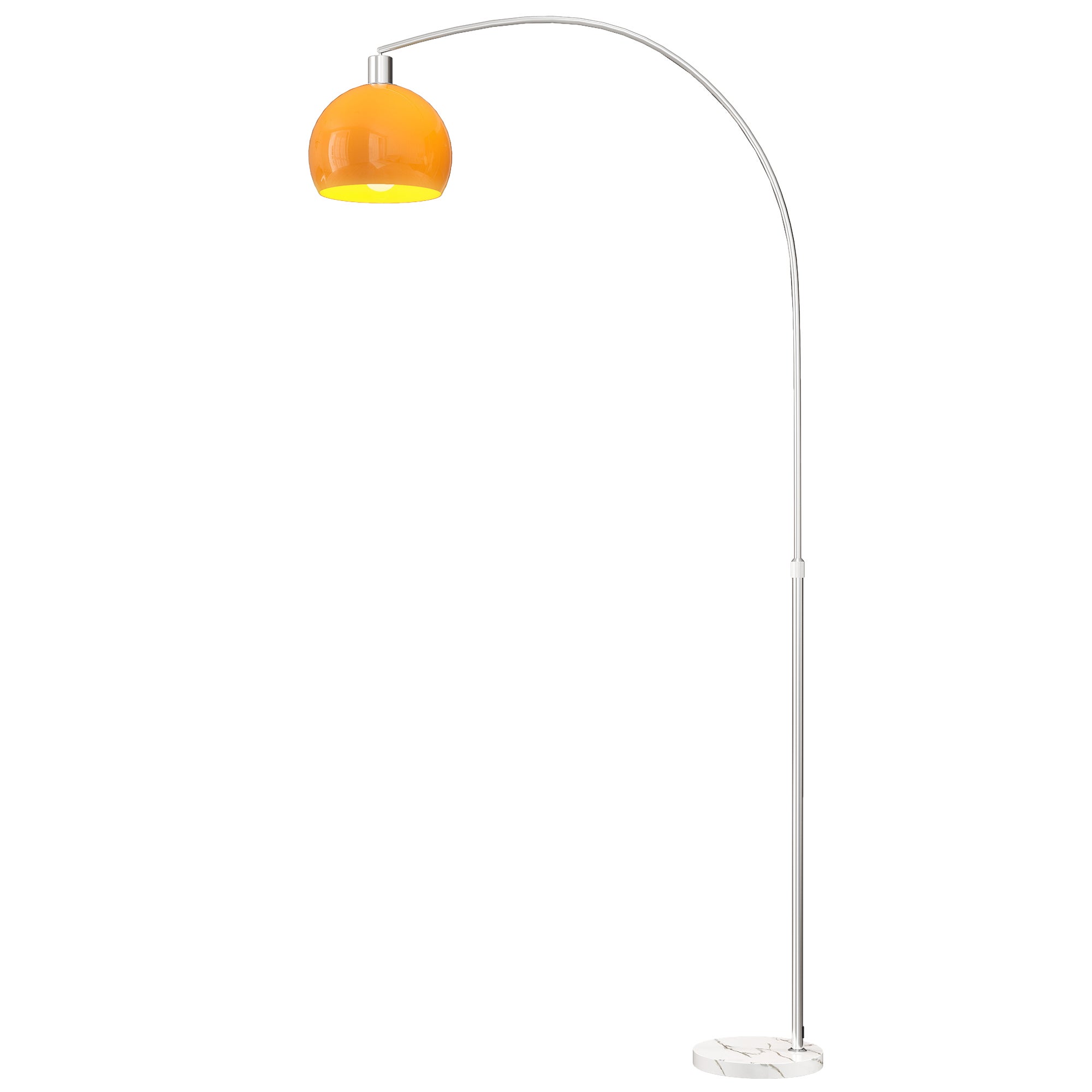 Lampa stojąca do salonu, lampa podłogowa, minimalistyczny klosz z wysoką nóżką i przełącznikiem nożnym, 26x90x180cm, pomarańczowa