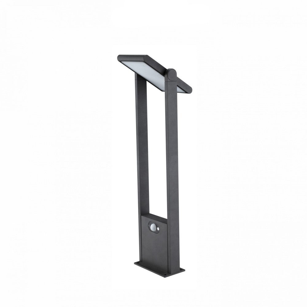 Lampa solarna o wysokości 60 cm, aluminiowa z czarnym wykończeniem, czujnik ruchu, automatyczna dioda LED dzień/noc 1,6 W 4000 K
