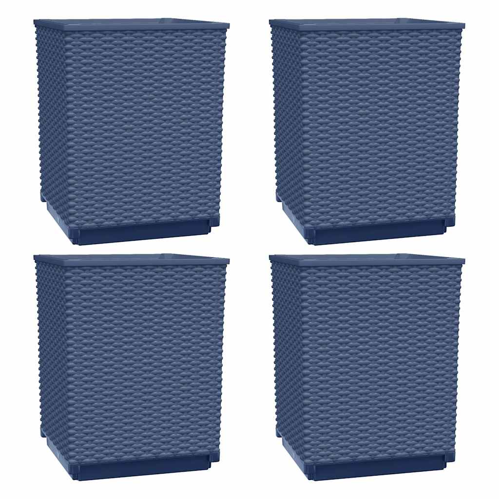 4x Donica Ogrodowa z Polipropylenu 30x30x37 cm Niebieskoszara na Taras