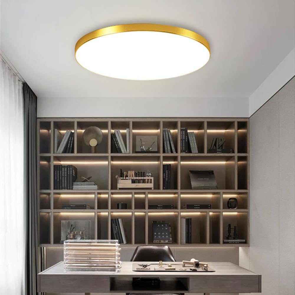 Ściemnialna lampa sufitowa LED, 30 W, ultrasmukła, okrągła, nowoczesna, 3000 K/4000 K/6000 K, do korytarza (złota, 40 W) [klasa energetyczna E]
