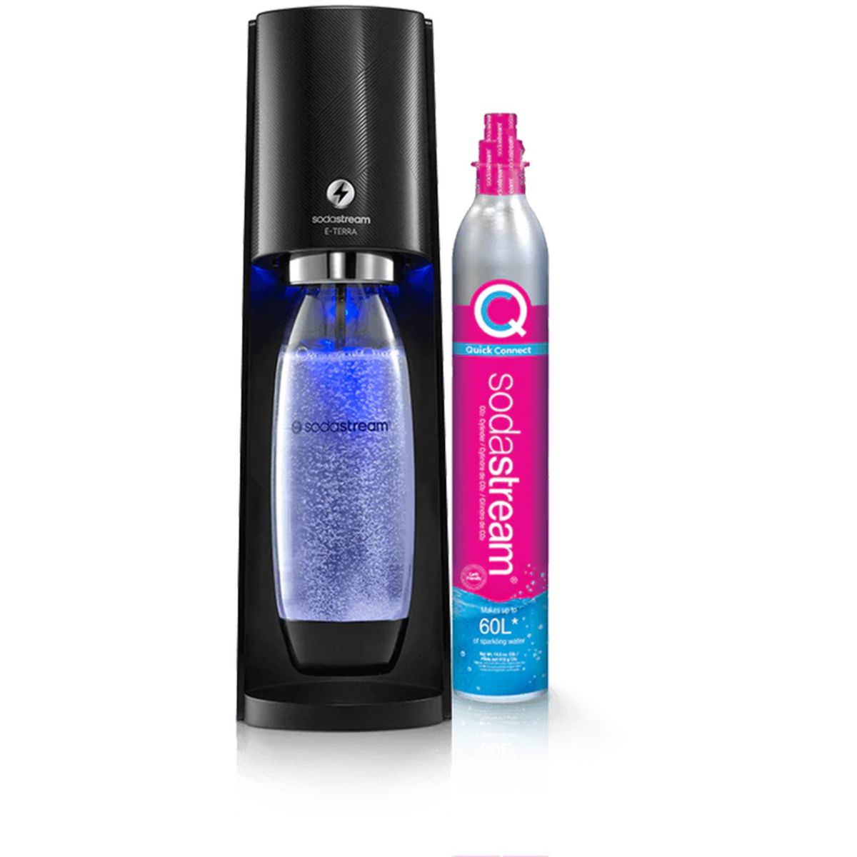 Maszyna do sody Sodastream E-Terra czarny design i butelka wielokrotnego użytku 1L