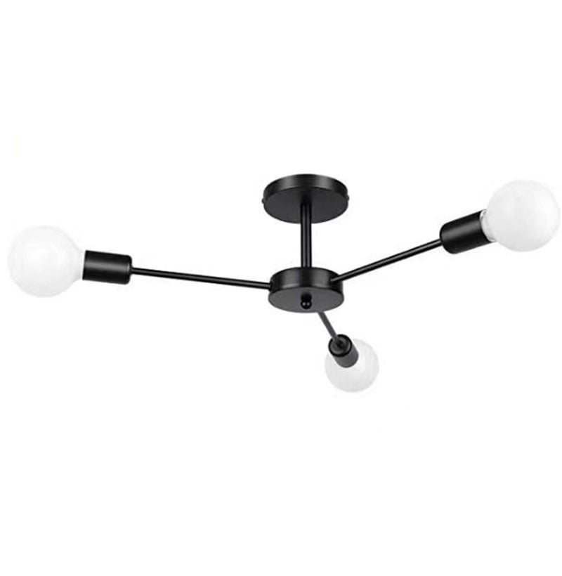 Lampa sufitowa Sputnik, czarna E27, nowoczesna lampa sufitowa z 3 głowicami, industrialna metalowa oprawa, vintage żyrandol (żarówka nie dołączona)