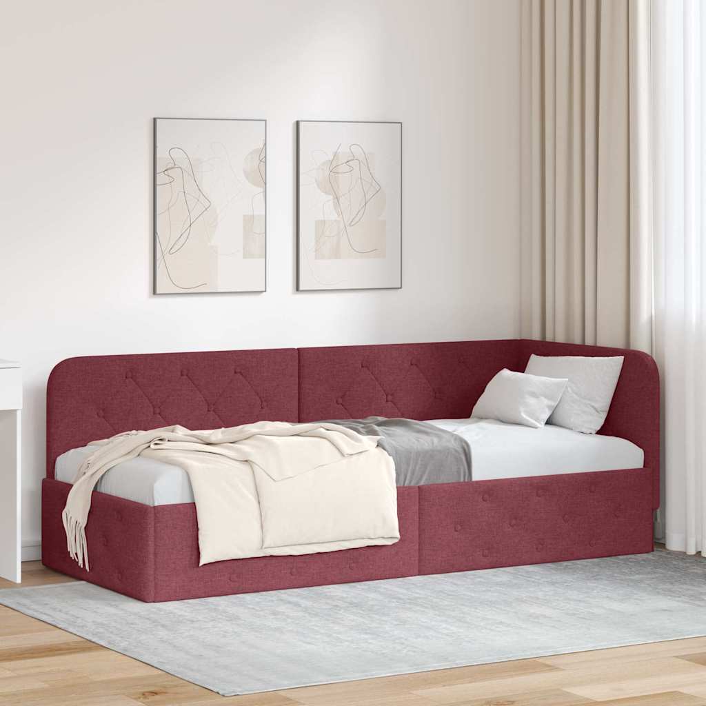 Rama łóżka narożnego Czerwone wino 80 x 200 cm tkanina vidaXL