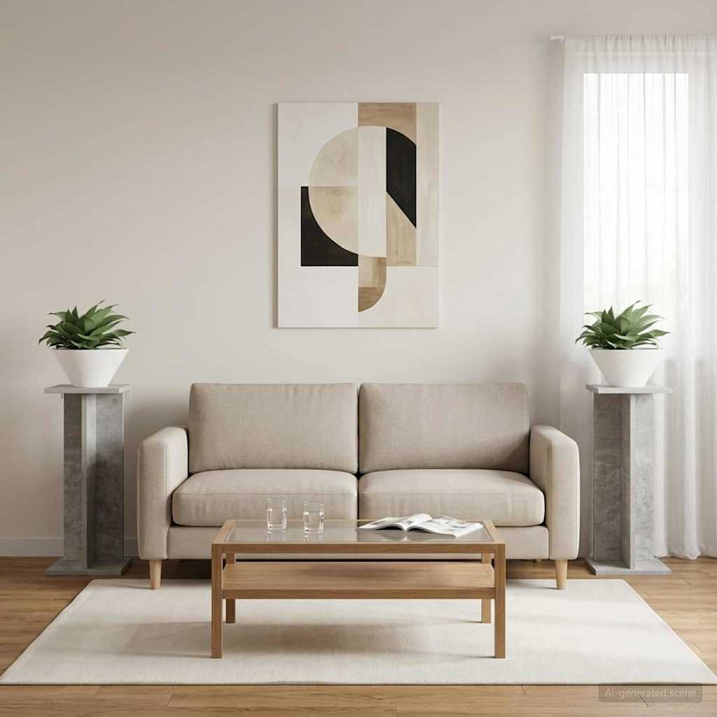 Stojak na rośliny 2 pcs Betonowy Szary 25 x 25,5 x 60,5 cm vidaXL