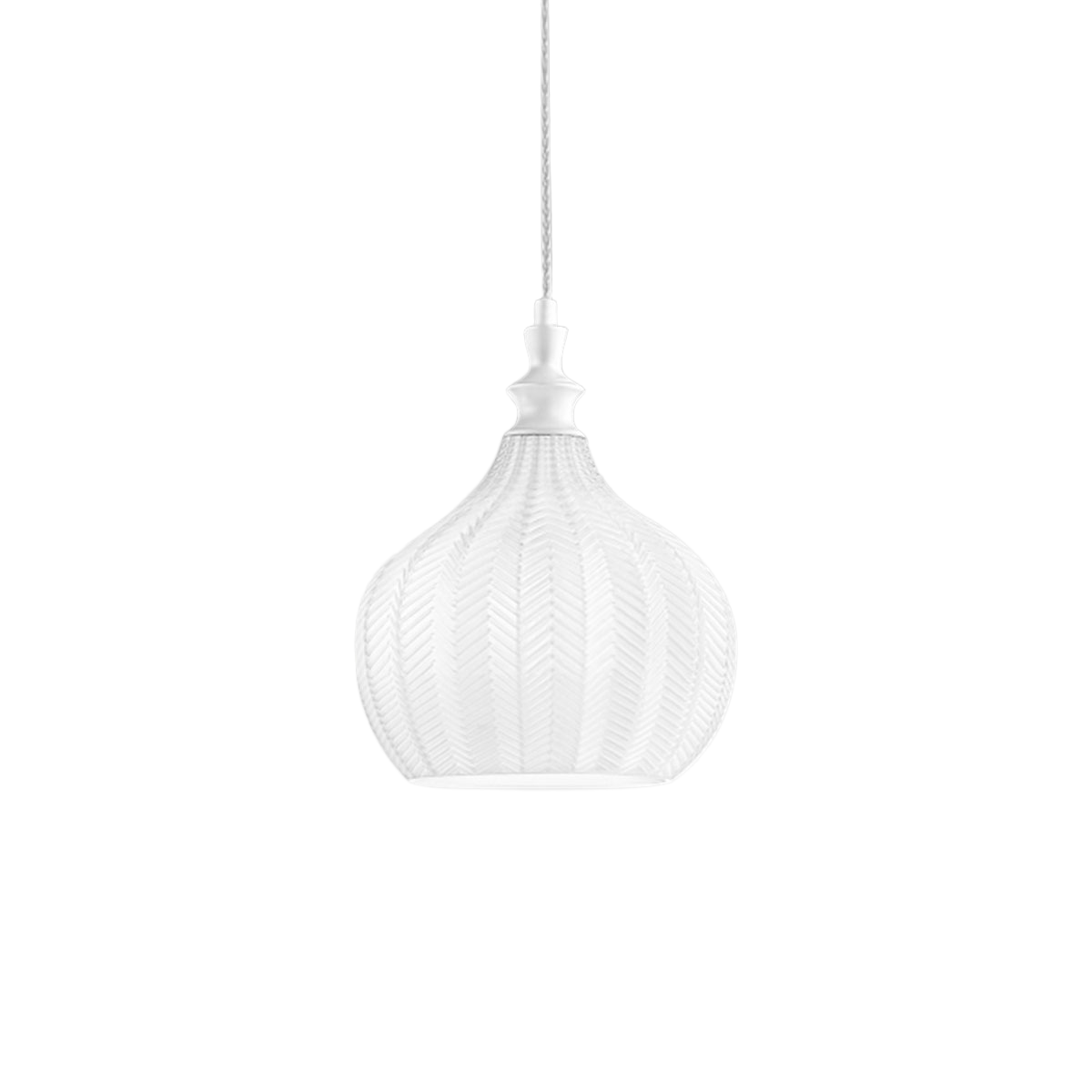 Lampa wisząca Cleofe S/11 White – matowa, biała metalowa rama ze szkłem opalowym, 1xE27, maks 60 W, IP20 – Gealuce