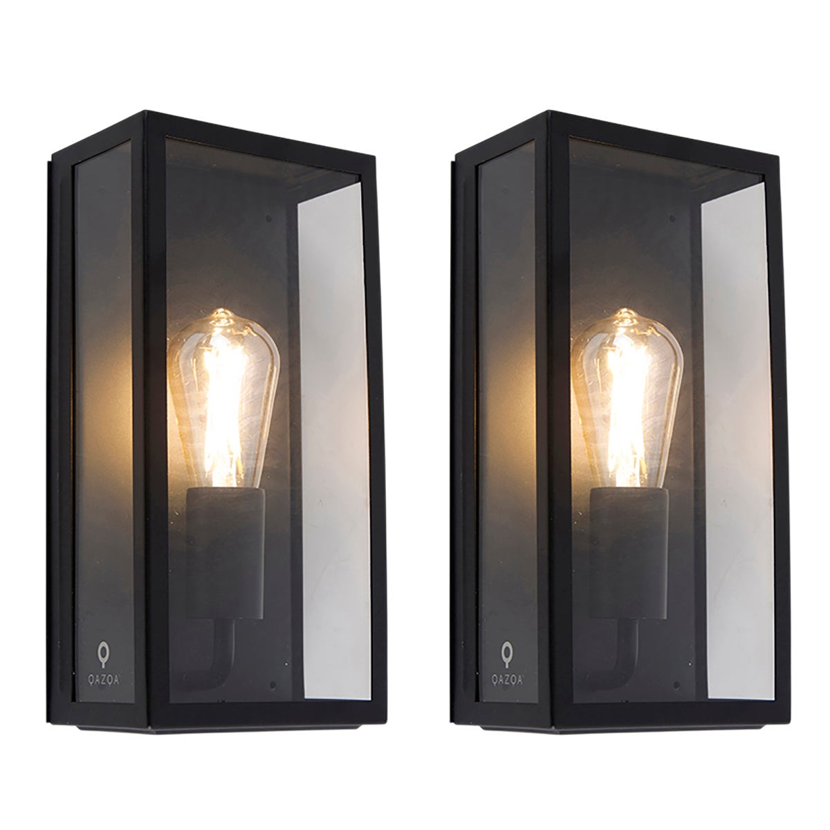 Zestaw 2 lamp ściennych zewnętrznych czarnych IP44 ze szkłem - Rotterdam
