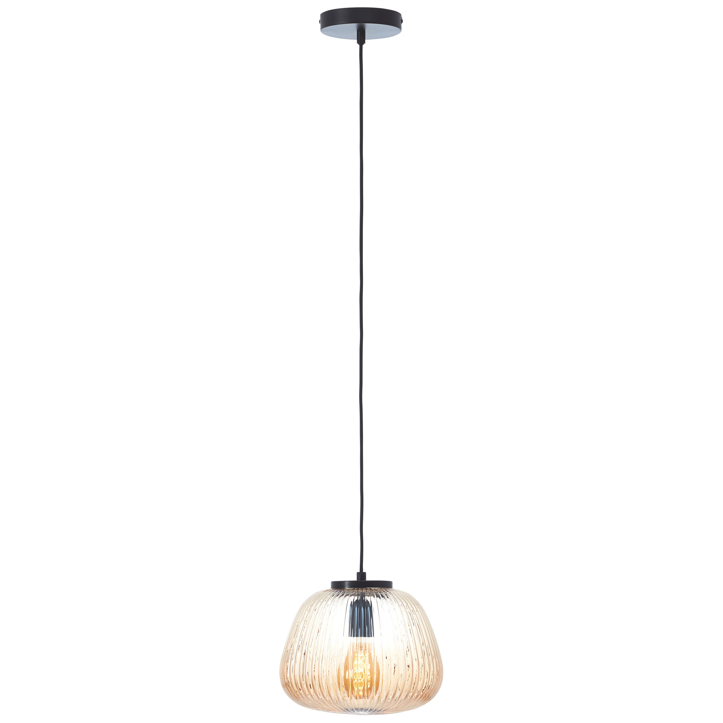 Brilliant Lampa wisząca Kaizen 25cm bursztynowy/czarny matowy metal/brązowy plastik 1x A60, E27, 40 W
