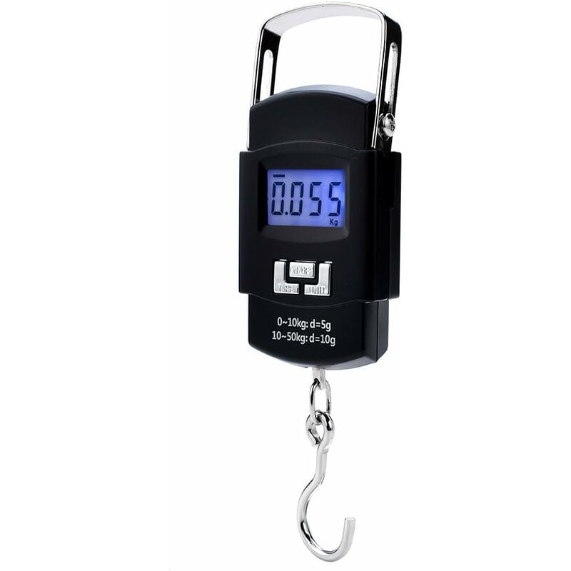 Cyfrowa waga bagażowa 50 kg, waga bagażowa, waga zawieszana, waga podróżna, waga do siana z wyświetlaczem LCD i podświetleniem.