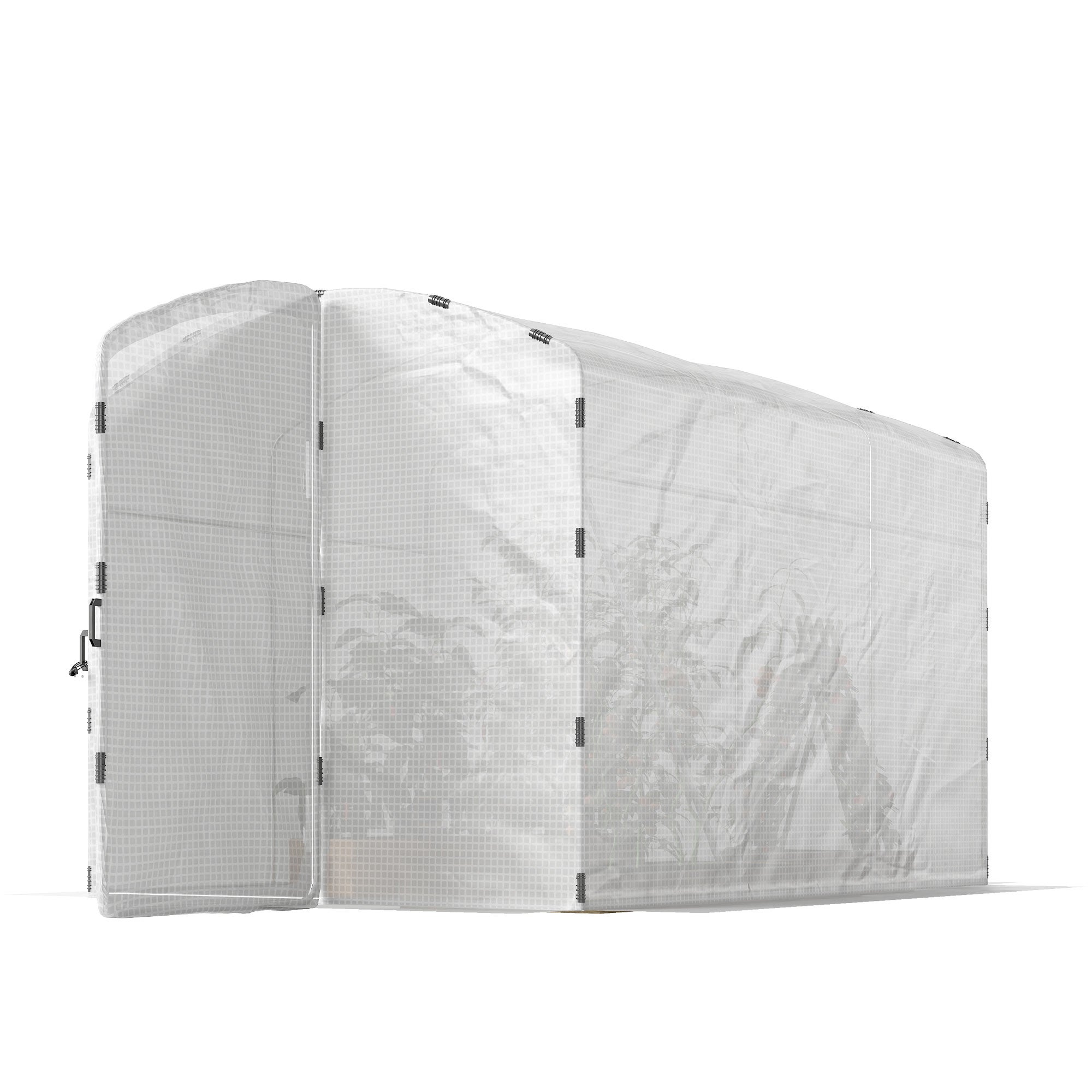 Szklarnia tunelowa ogrodowa 6m², 300x200x195cm, pokrycie PE 220g/m², przedłużone krawędzie 50cm z drzwiami, biała