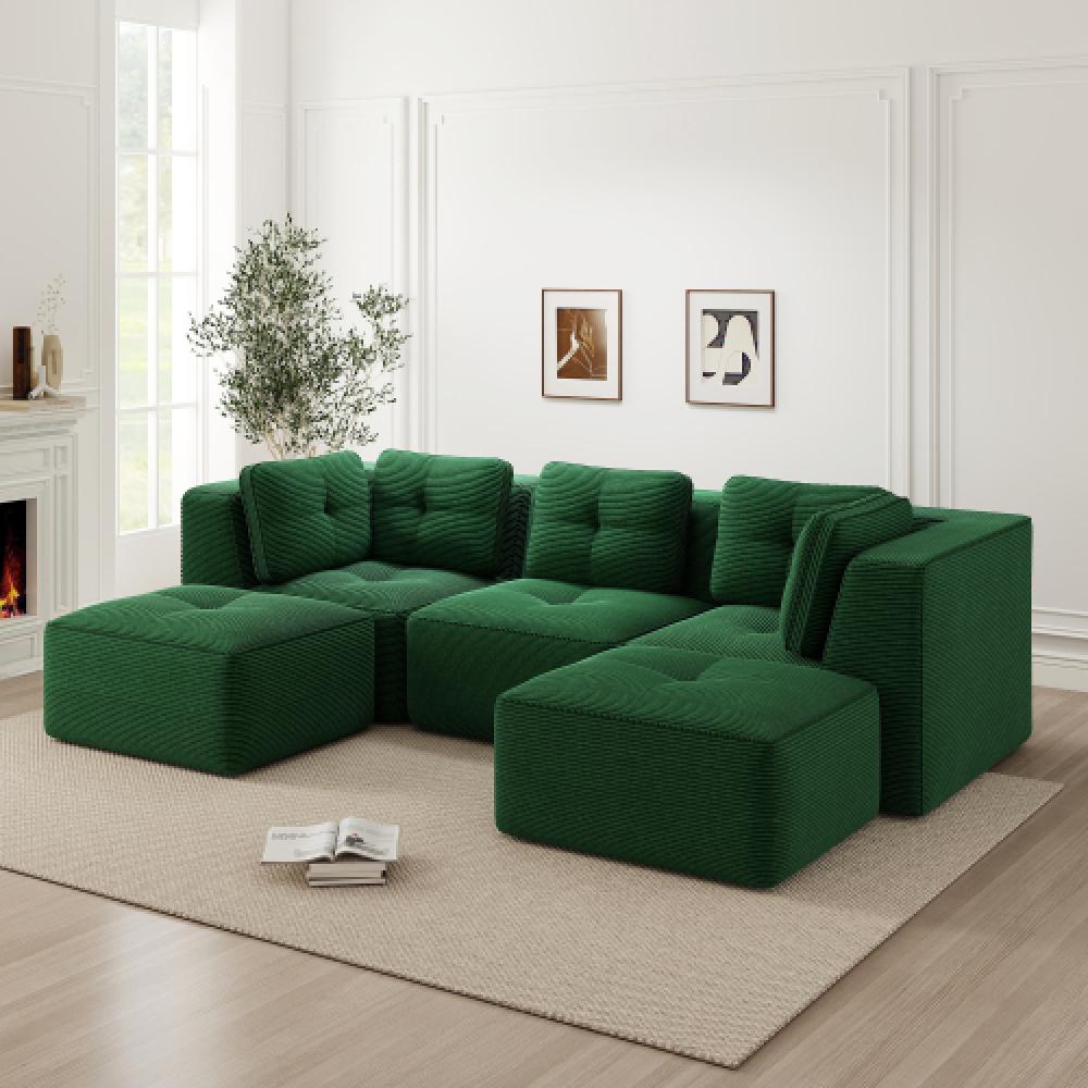 Modułowa i konfigurowalna sofa narożna, bezramowa sofa 3-osobowa, wygodna w sztruksie, do salonu i sypialni