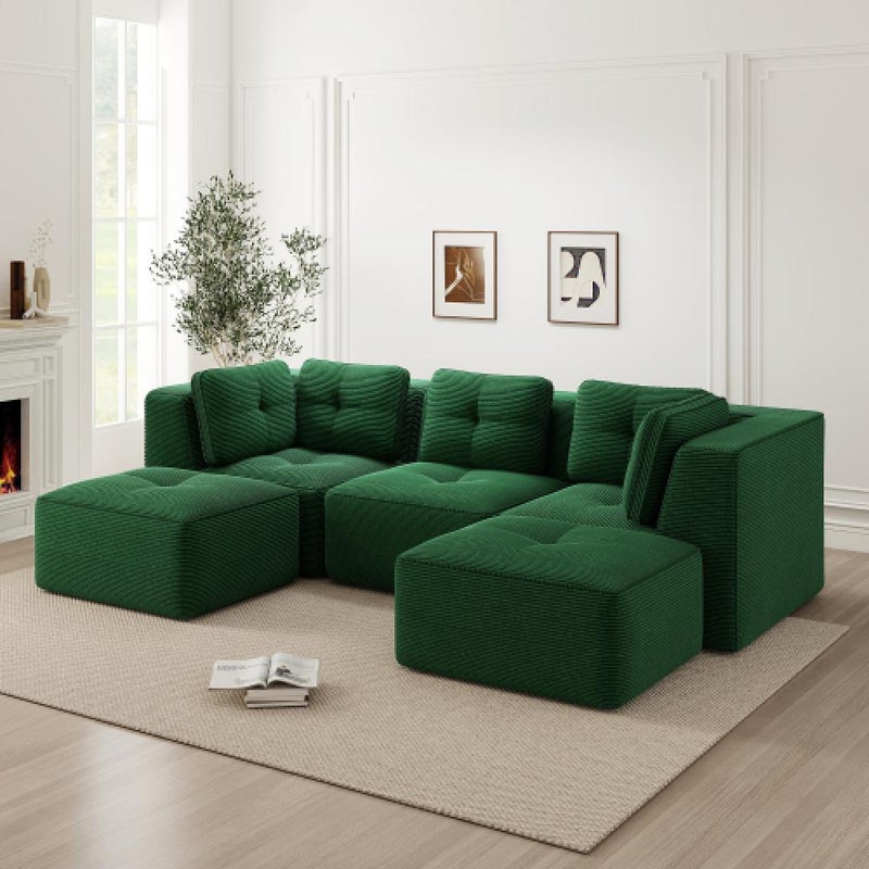 Modułowa i konfigurowalna sofa narożna, bezramowa sofa 3-osobowa, wygodna w sztruksie, do salonu i sypialni