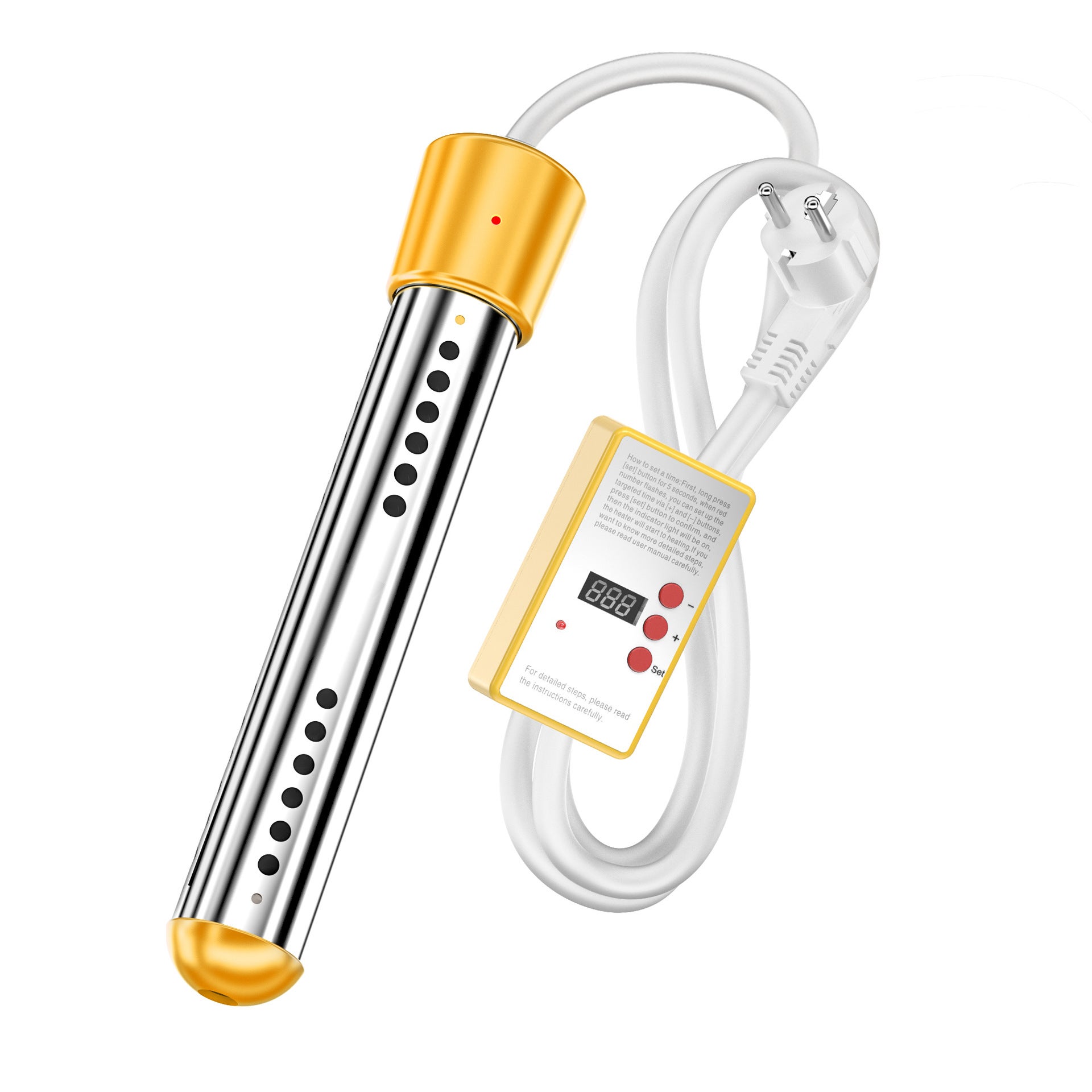 Elektryczny podgrzewacz wody, inteligentny timer z funkcją automatycznego wyłączania, żółty 1500 W, bez termometru