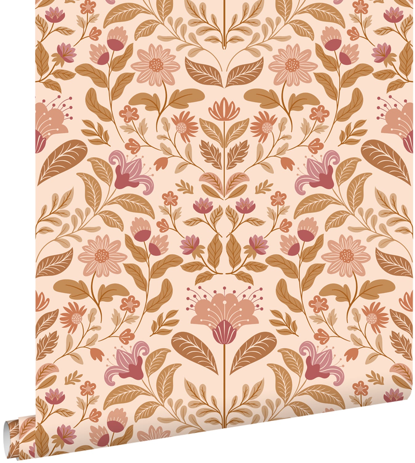 Tapeta zabytkowe kwiaty fioletowy i zielony - 50 x 900 cm - ESTAHOME