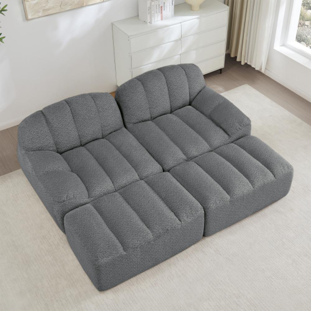 Modułowa sofa 2-osobowa w stylu muszli z głębokimi poduszkami, odpowiednia do salonów i mieszkań, nie wymaga montażu