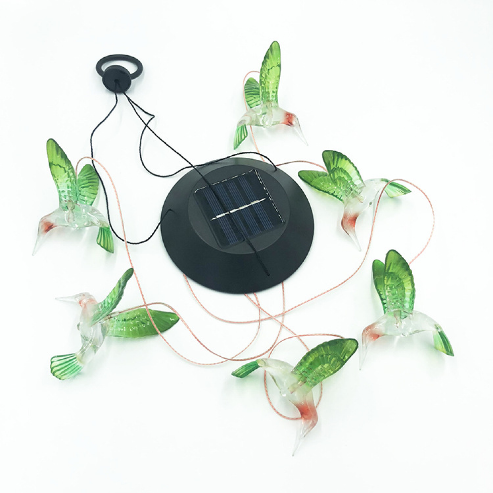 Wodoodporny, wielokolorowy solarny dzwonek wietrzny, lampa wisząca koliber, zewnętrzny dzwonek wietrzny, dekoracja patio ogrodowego.