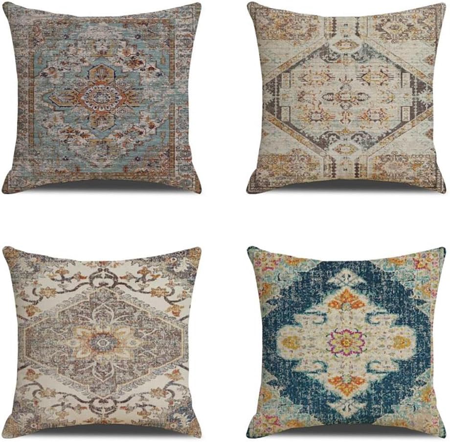 Poszewka na Poduszkę cm Poszewka na Poduszkę z Poliestru Zestaw Dekoracyjnych Poszewek Poduszki Wzór Dywan Retro Kwiaty Styl Boho Poszewka Poduszkę