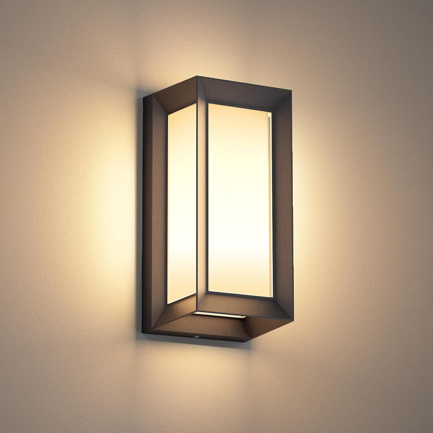 Kinkiet wewnętrzny/zewnętrzny, 18 W, nowoczesny, wodoodporny, IP65, oświetlenie ścienne do korytarza, wejścia, balkonu, PC + aluminium, czarny