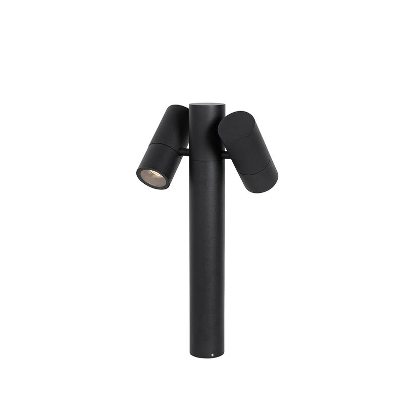 Qazqa nowoczesny lampa słupkowa do ogród - Duo - czarny, max. 35w, gu10, 50cm, IP44, z 2 punktami świetlnymi