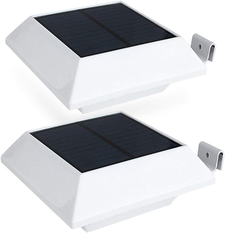 Oświetlenie rynnowe solarne zewnętrzne (2 sztuki), 6 diod LED, wodoodporne, bezprzewodowe, trwałe, solarne oświetlenie rynnowe do ogrodu, na patio, ś