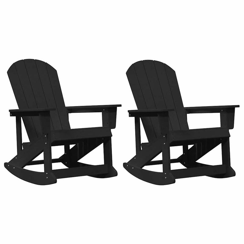 2x Fotel Bujany Ogrodowy Czarny z HDPE z Podłokietnikami na Taras