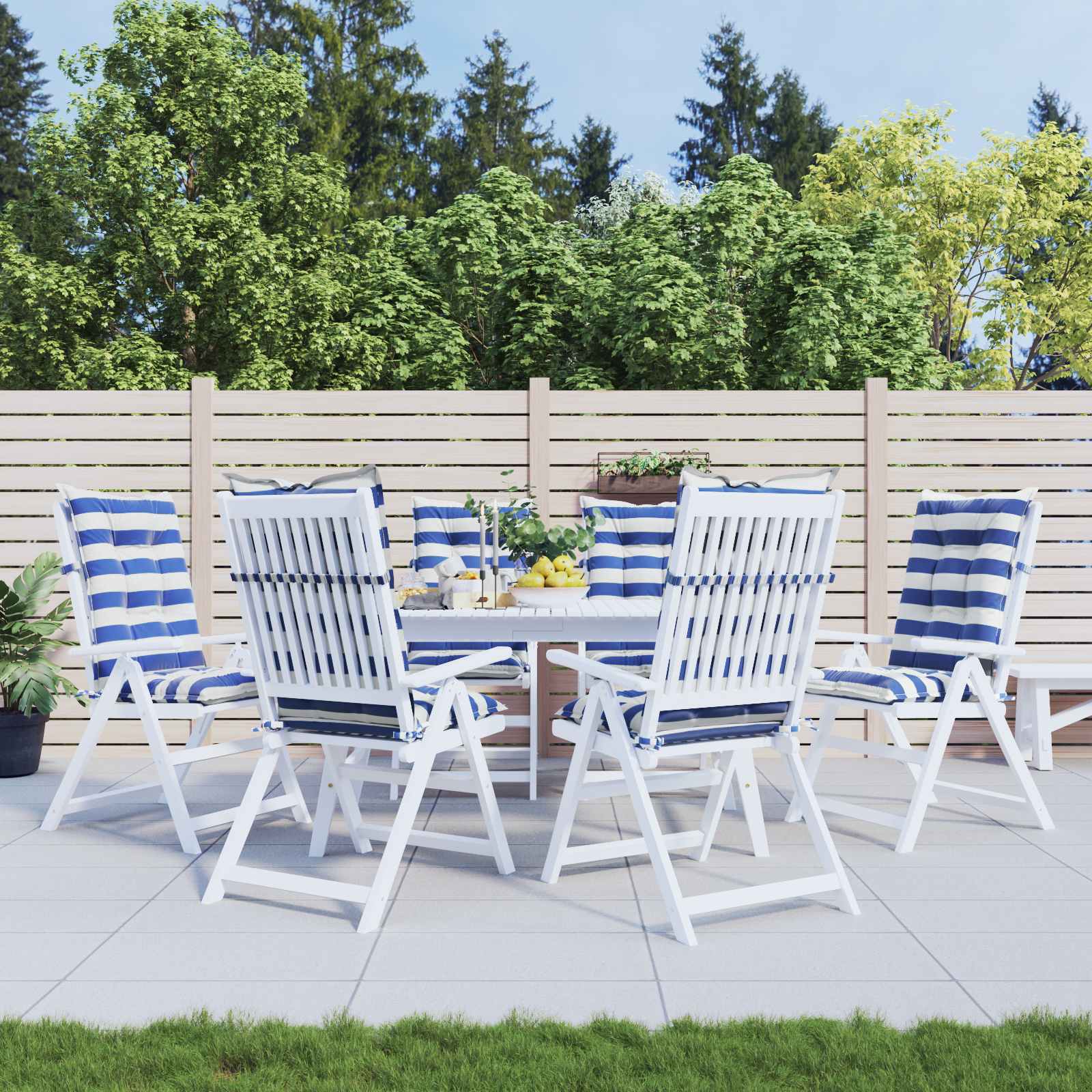 Poduszka na zewnątrz 6 pcs Niebieski i biały 120 x 50 x 7 cm vidaXL