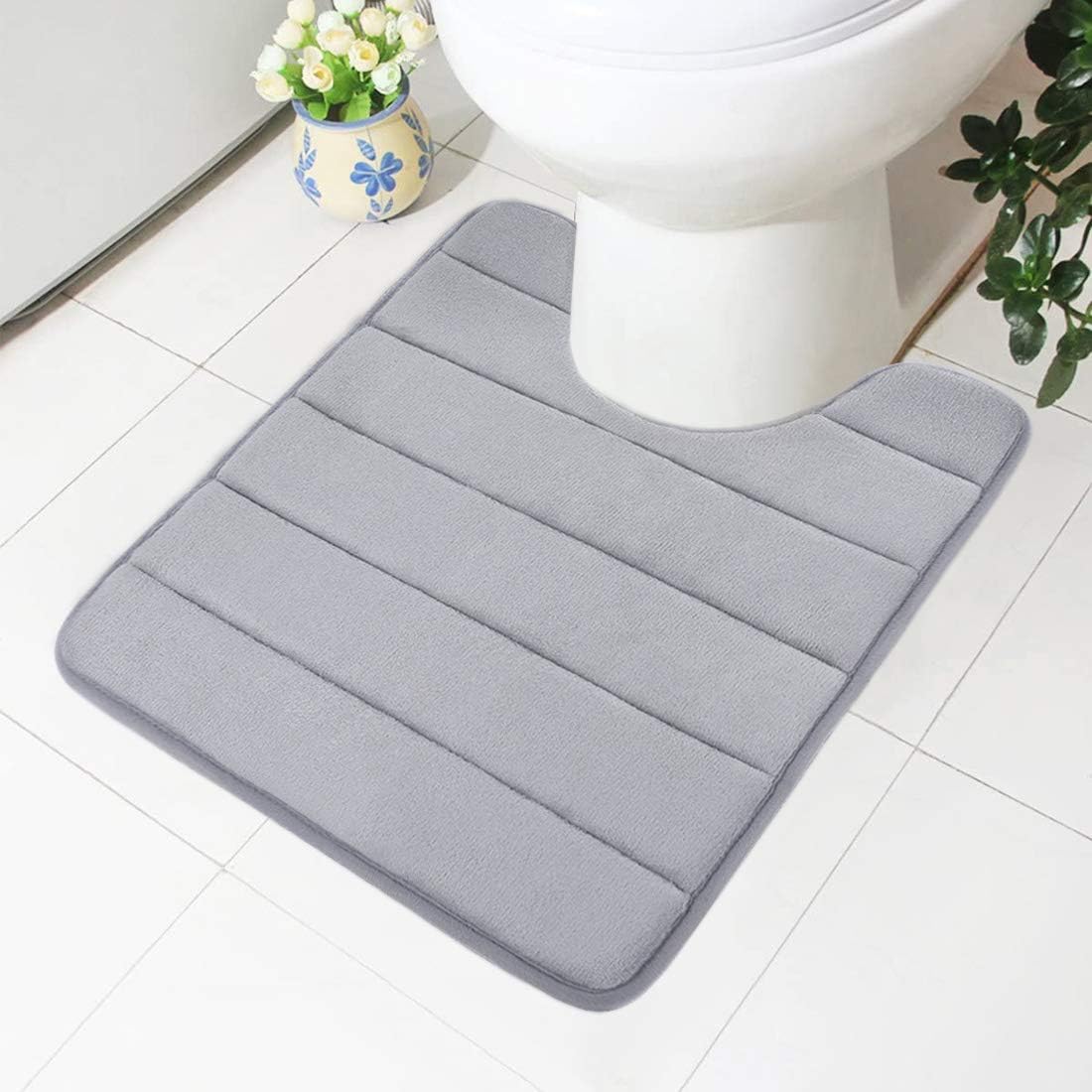 Dywanik łazienkowy z pianki memory foam - Miękki - Chłonny - Do toalety i łazienki, 50 x 60 cm, Szary