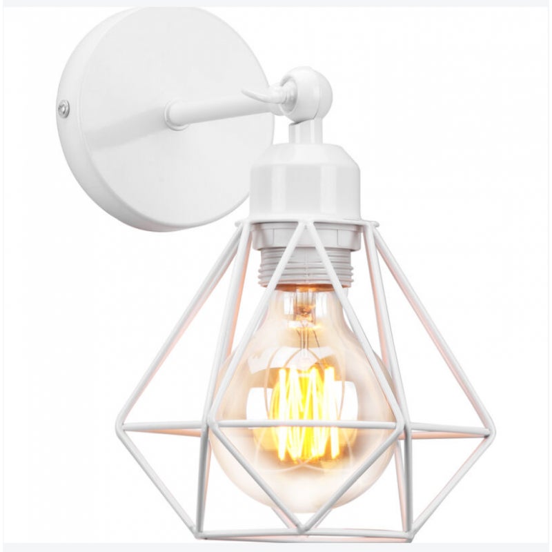 Lampa Ścienna Wewnętrzna Lumianire Obrót o 180 Stopni E27 Lampa Klatka Metalowa Biała 1 sztuka