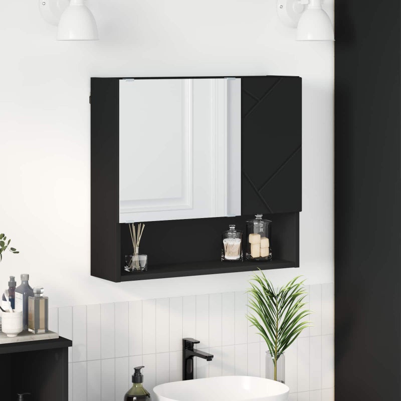 Szafka z lustrem Czarny 59 x 17 x 55 cm Materiał drewnopochodny vidaXL