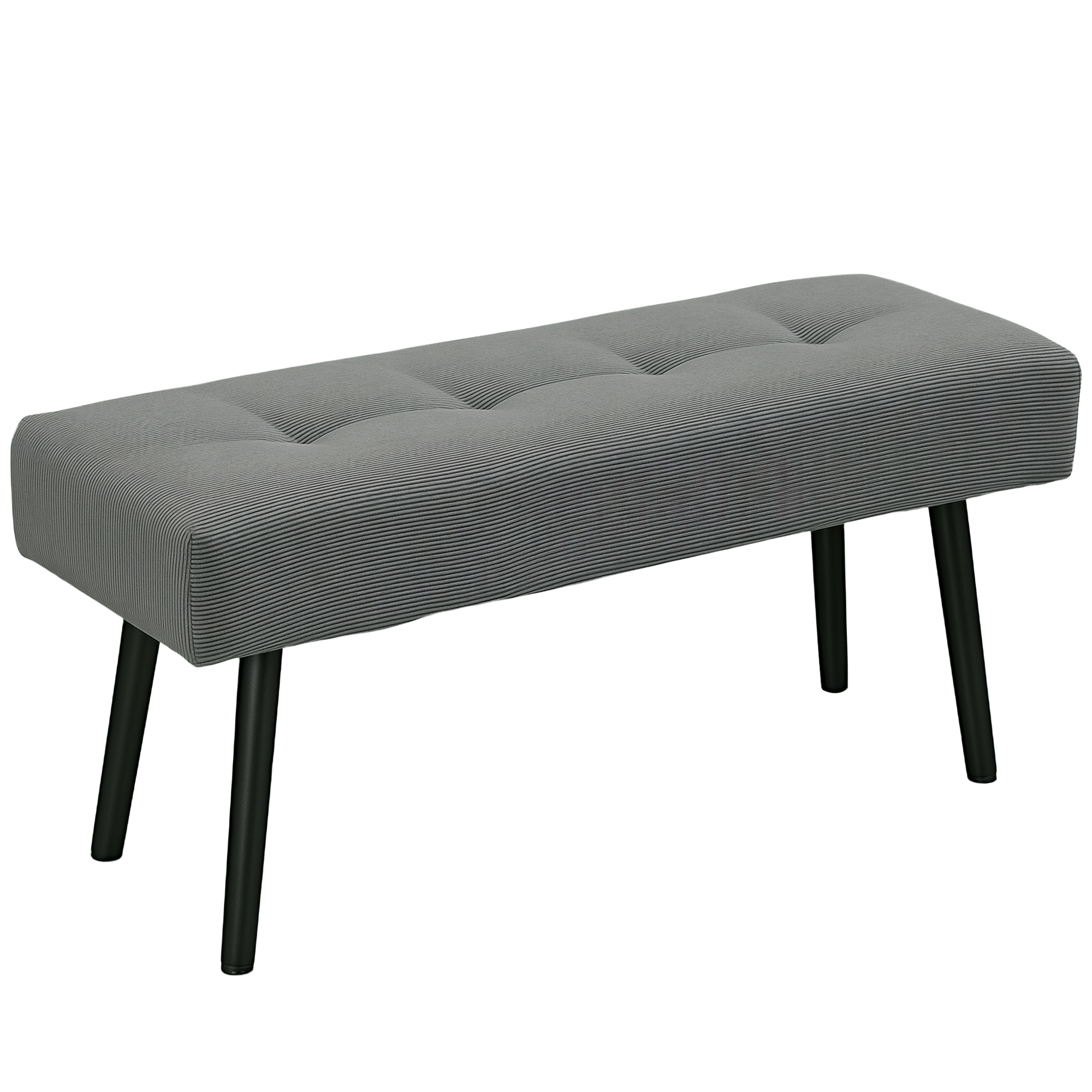 Ławka tapicerowana z pokrowcem z kordu, ławka do łóżka z metalowymi nogami, ławka na buty 100 x 36 x 45 cm Szary