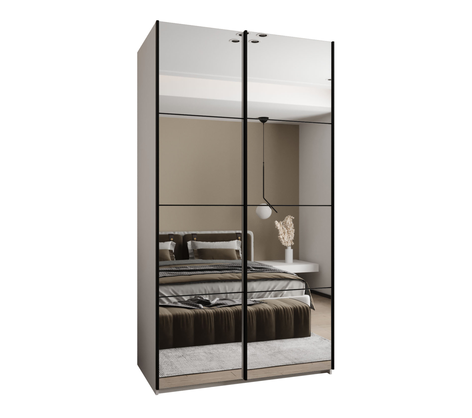 Szafa przesuwna wysoka Lux 2 140 x 64 x 245,5 cm biały + czarny + u. czarny - Abiks Meble