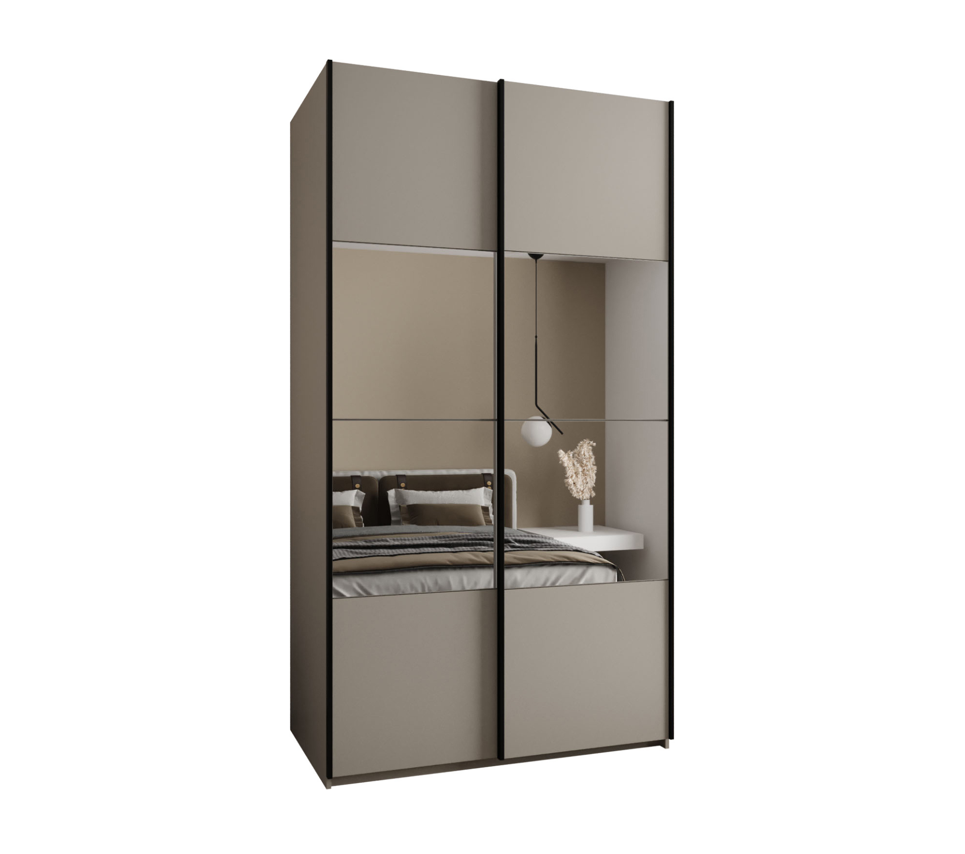 Szafa przesuwna wysoka Lux 4 140 x 64 x 245,5 cm kaszmir + kaszmir + u. czarny - Abiks Meble