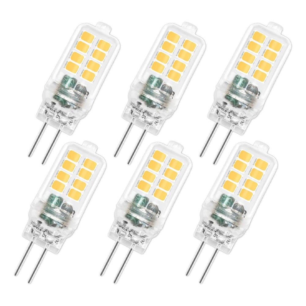 Zestaw 6 żarówek LED G4 12 V 3 W, biały neutralny 4000 K, odpowiednik żarówki halogenowej G4 25 W, do żyrandoli, lamp szafkowych, sypialni