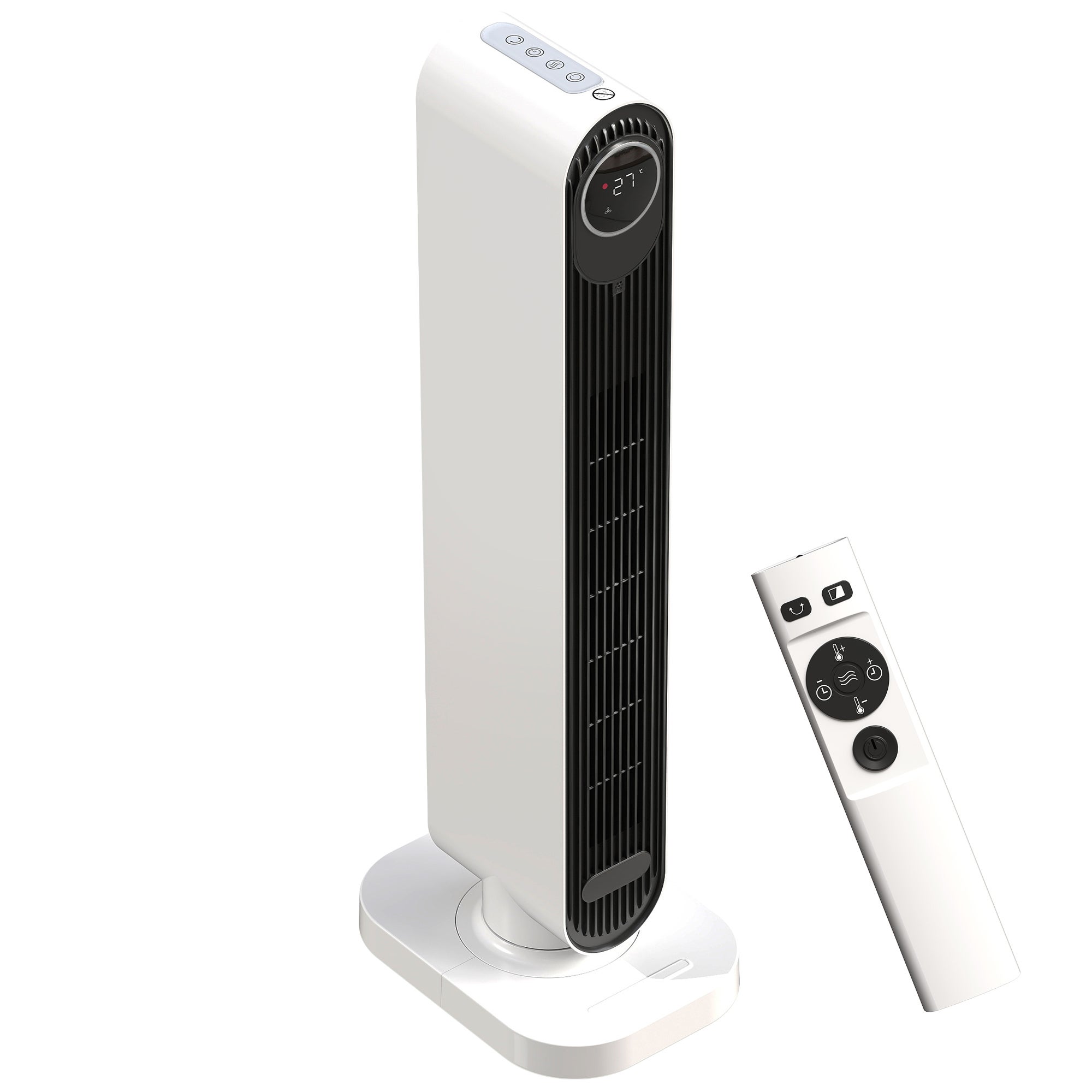 Termowentylator ABS 2000 W z pilotem, oscylacją i timerem, 30 x 22 x 82,5 cm, biały